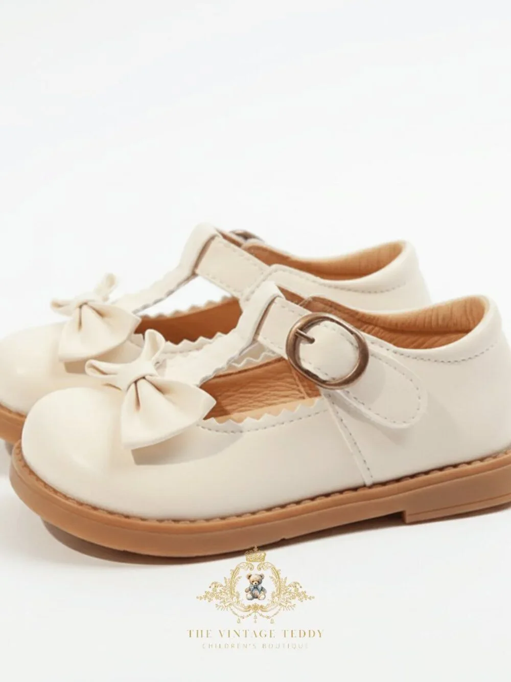 NWT Pretty Girls Mary Jane Flats Children's Shoes, Kids, Toddlers Bows Cream 9